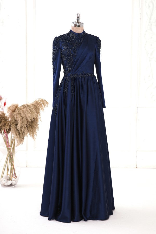 Esila Saten Modest Evening Dress