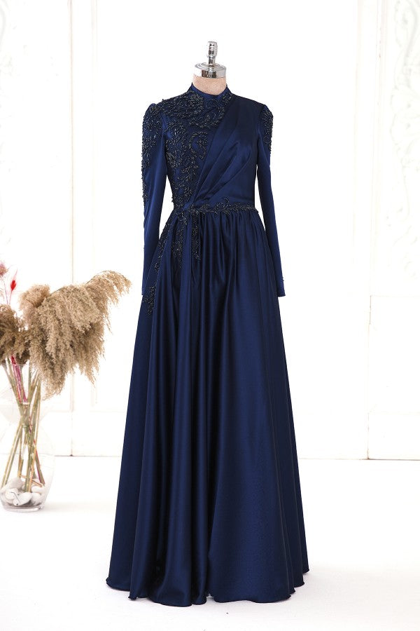 Esila Saten Modest Evening Dress