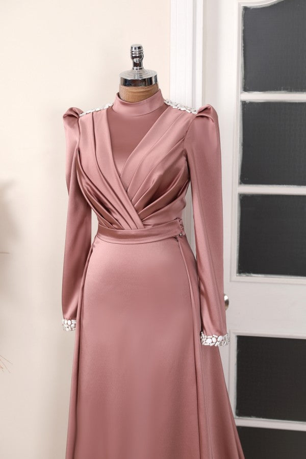 Emerald Green Dress Formal Wrap Dress With Sleeves Niran Modest Evening Dress Merhaba Boutique Emerald Green Dress Formal Wrap Dress With Sleeves Niran Modest Evening Dress Merhaba Boutique