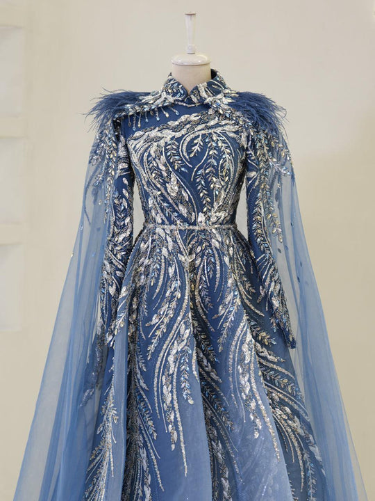 eastern evening dresses Elegant Middle East Prom Dresses with Chiffon Cape Spaghetti Straps Lo formalgowns