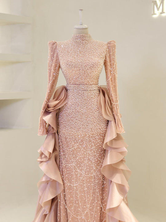 tesettur evening dress Aprilia Islamic Evening Dress Powder / 36